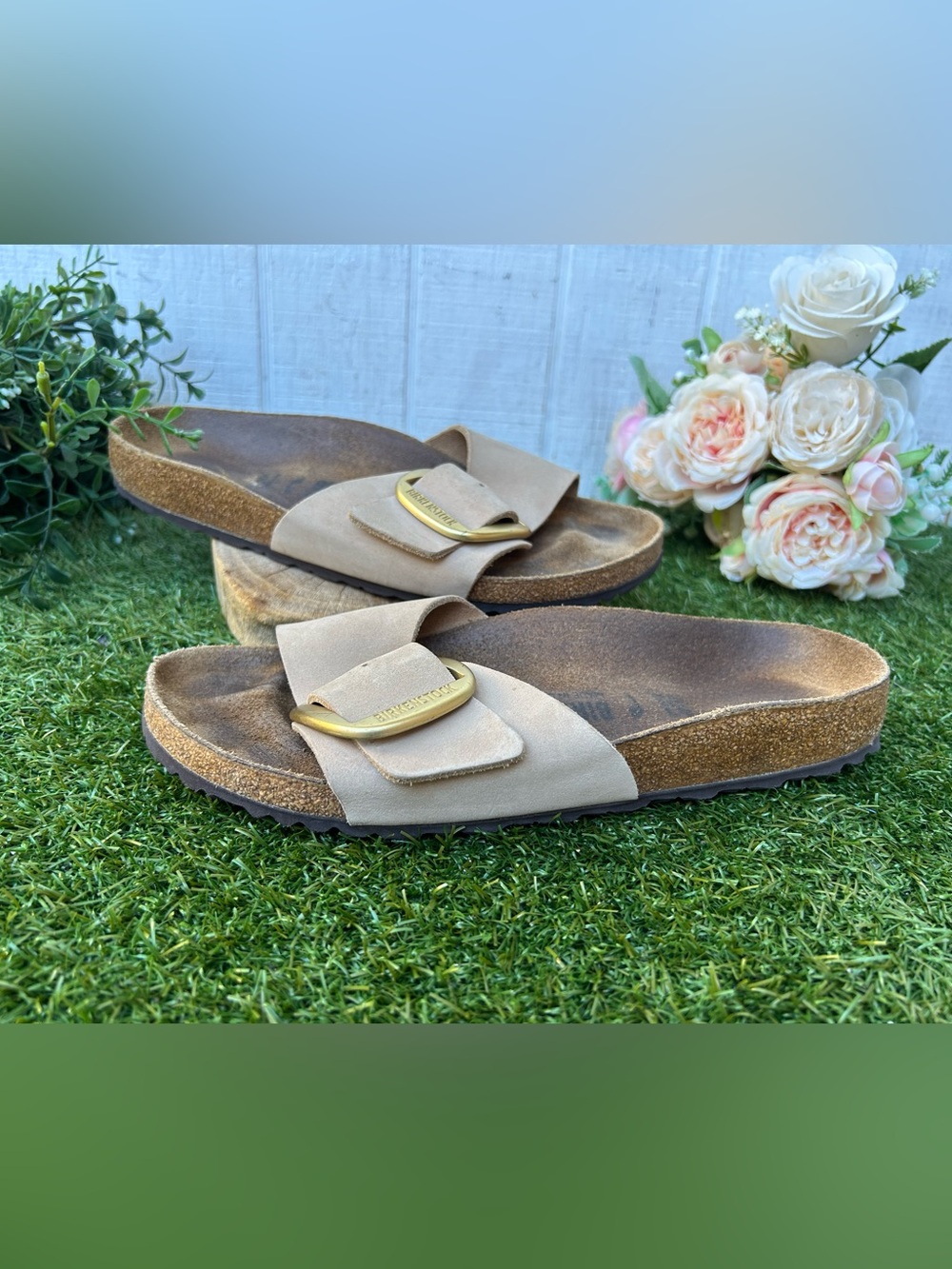 Birkenstock🍂Madrid BIG buckle leather sandals sandcastle size 41 US 10-10.5 - Picture 9 of 16